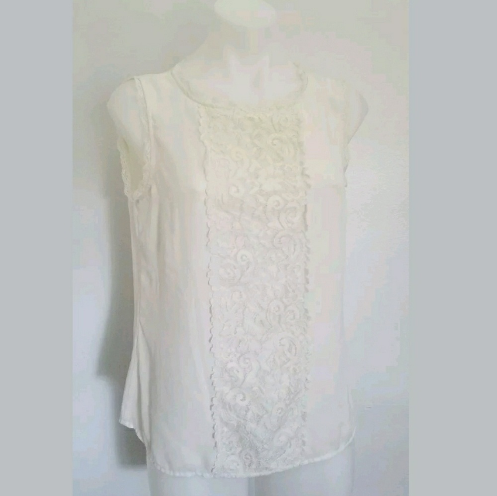 Laundry by Shelli Segal Ivory Lace Blouse Sz Small